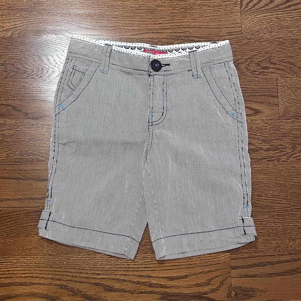 🍟y2k KIDS‎ girls black & white pinstripe capri pants size 8